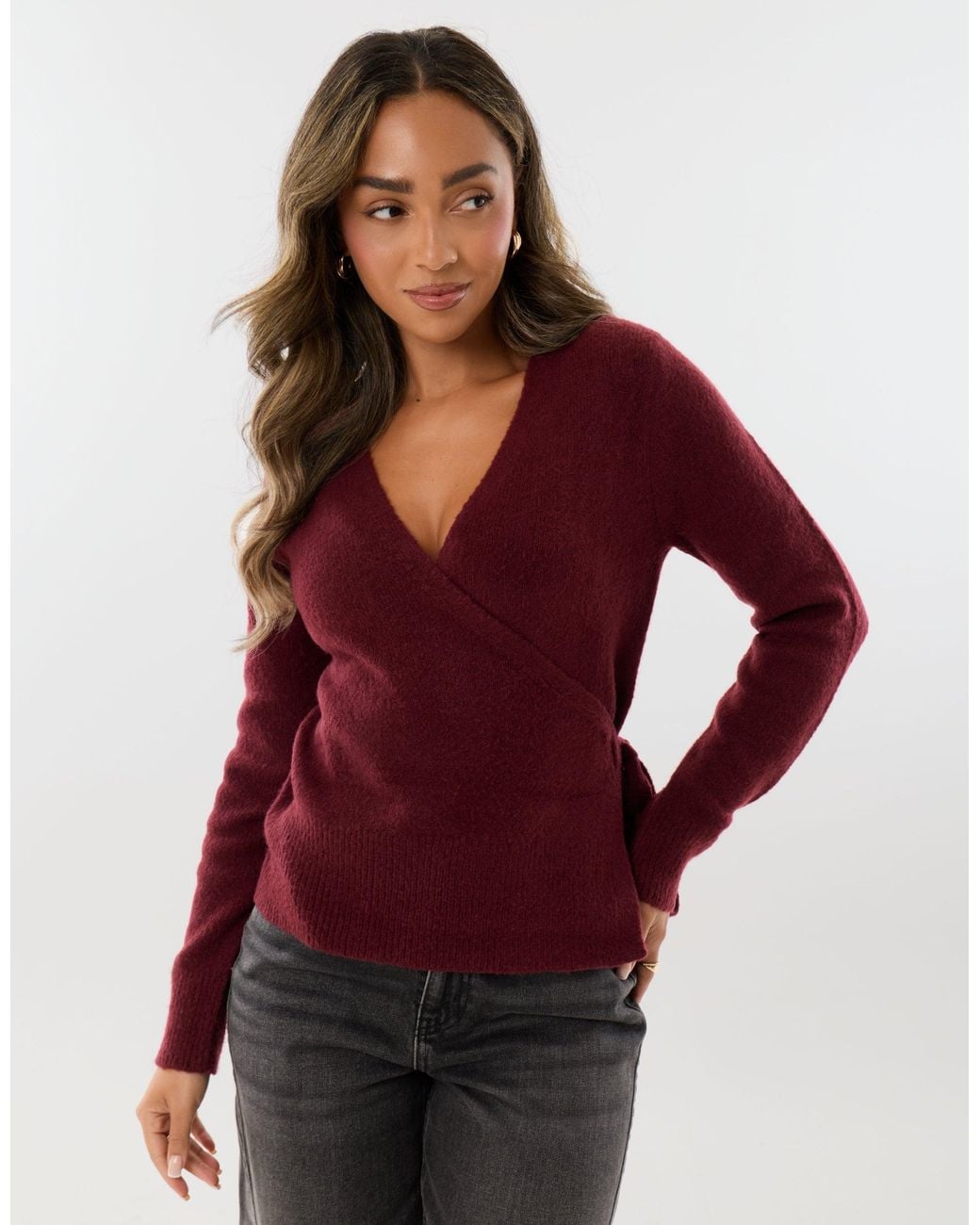 Threadbare Red V Neck Wrap Cardigan