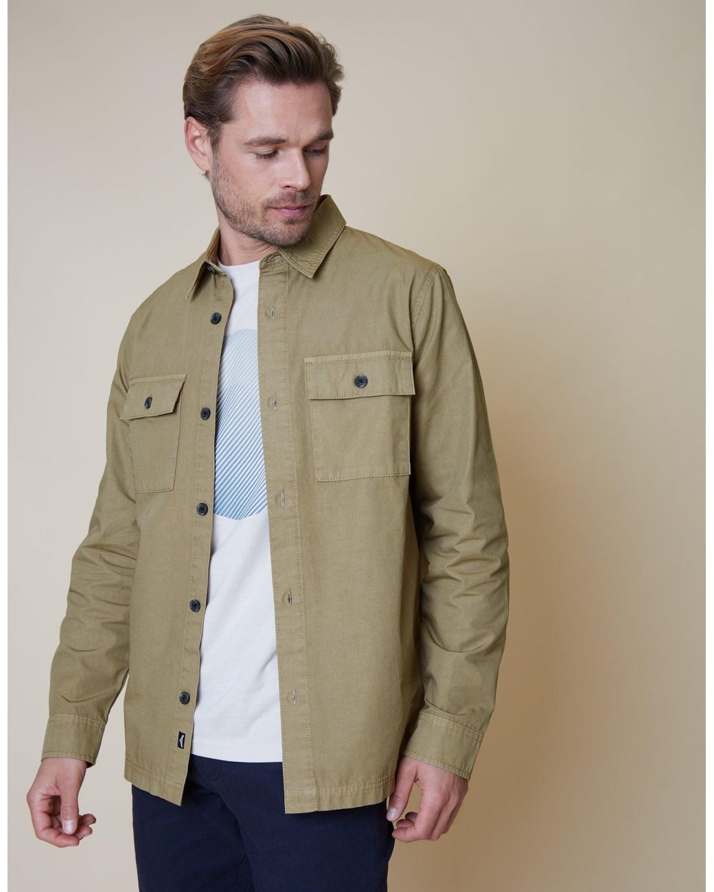 Threadbare Natural Lightweight Shacket for men