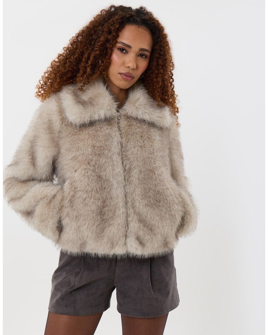 Threadbare Multicolor Faux Fur Zip Through Coat