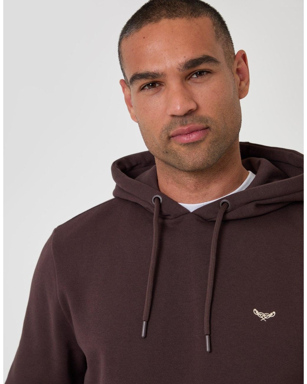 Threadbare Brown The Essential Cotton Rich Overhead Hoodie for men