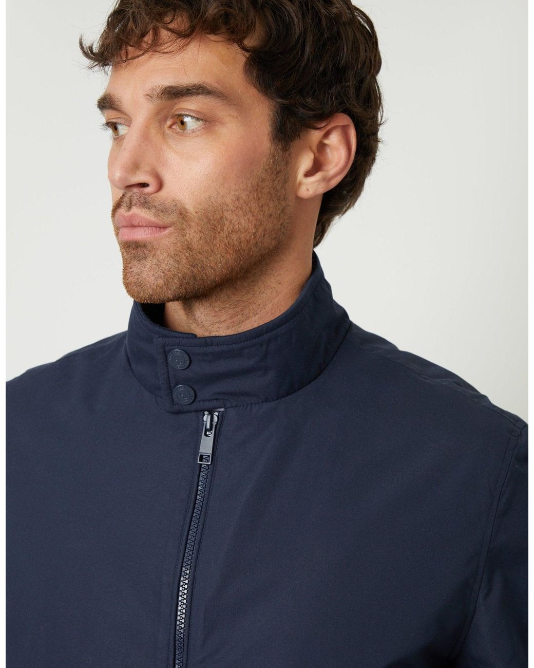 Threadbare Blue Zip Up Harrington Jacket for men