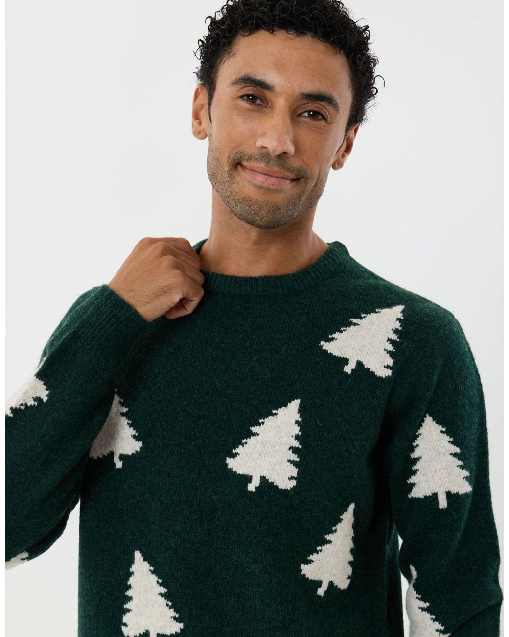 Threadbare Green Christmas Trees Knitted Jumper for men