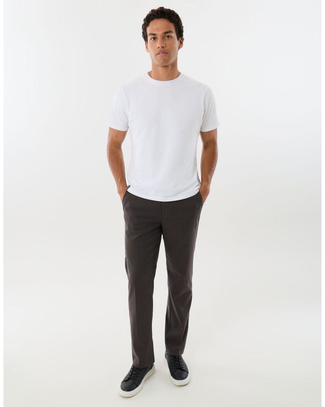 Threadbare White Straight Leg Tailored Trousers for men