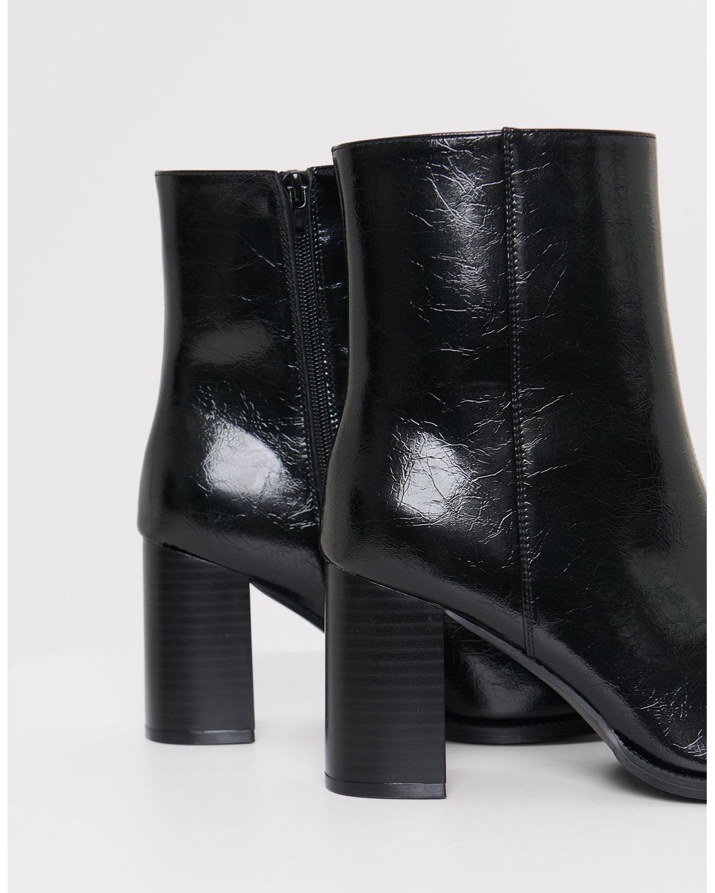 Threadbare Black Block Heel Pointed Ankle Boots