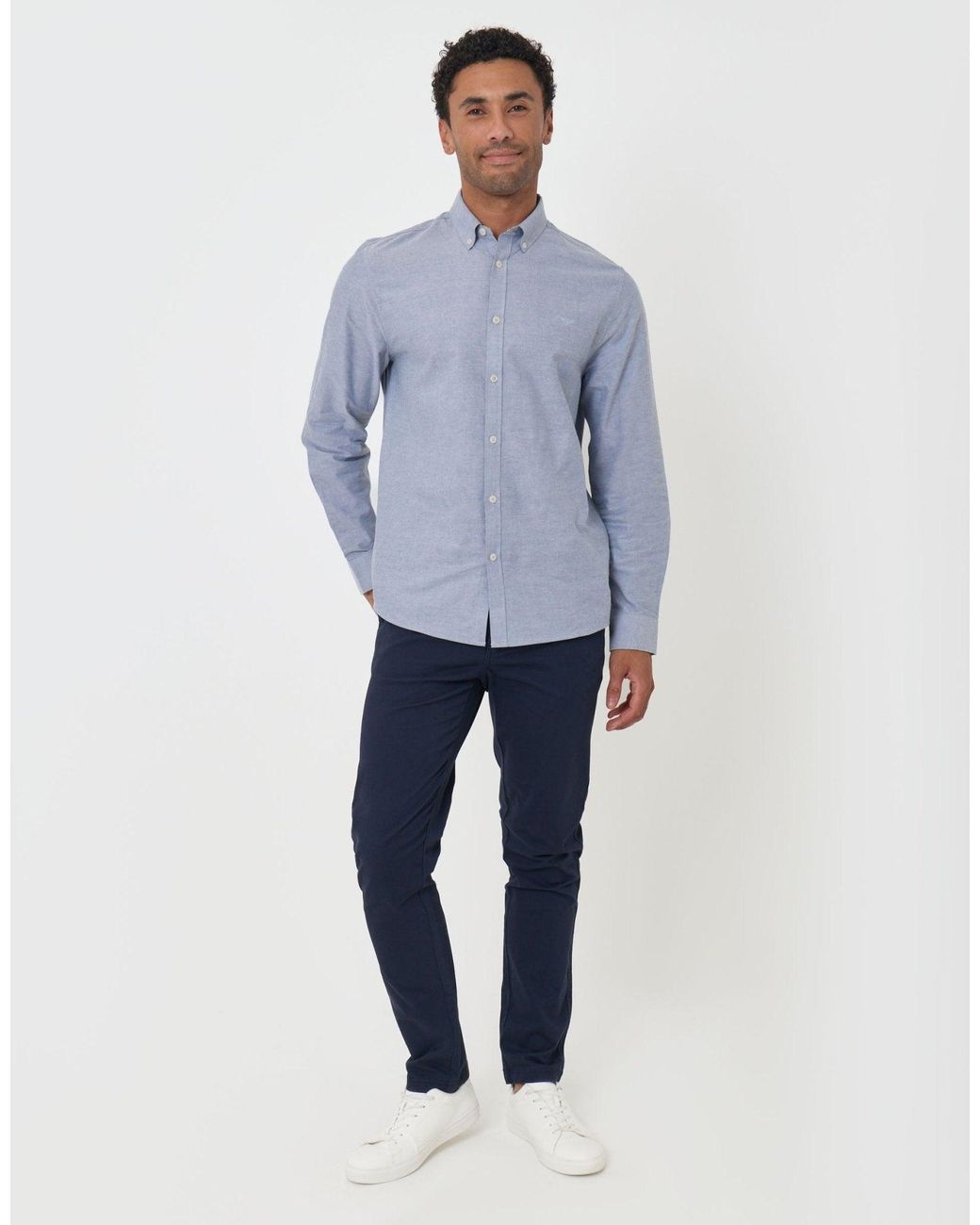 Threadbare Blue The Classic Cotton Oxford Shirt for men