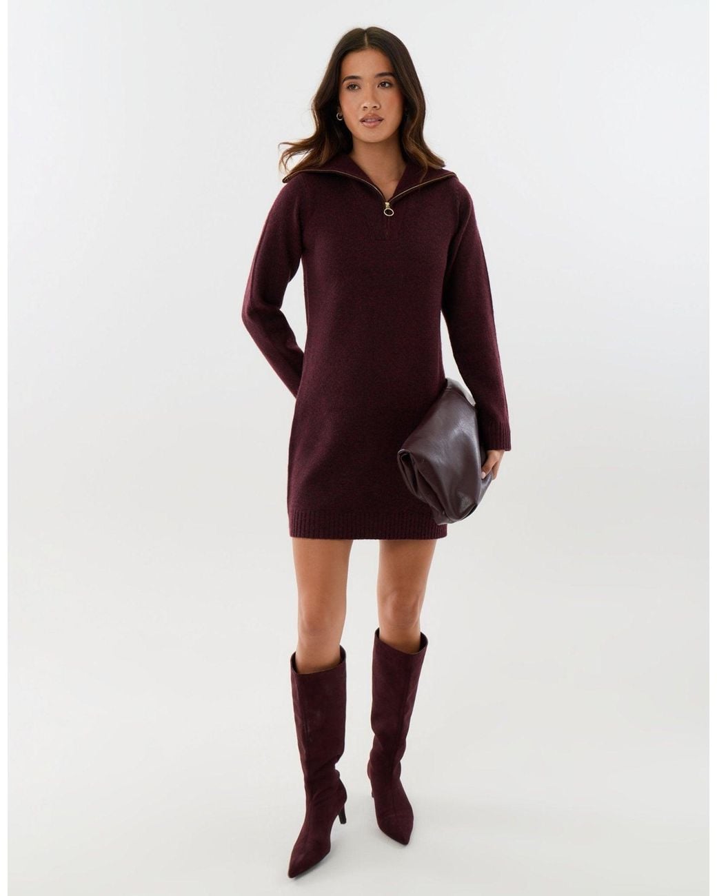 Threadbare Red The Classic Brushed Knit Mini Dress