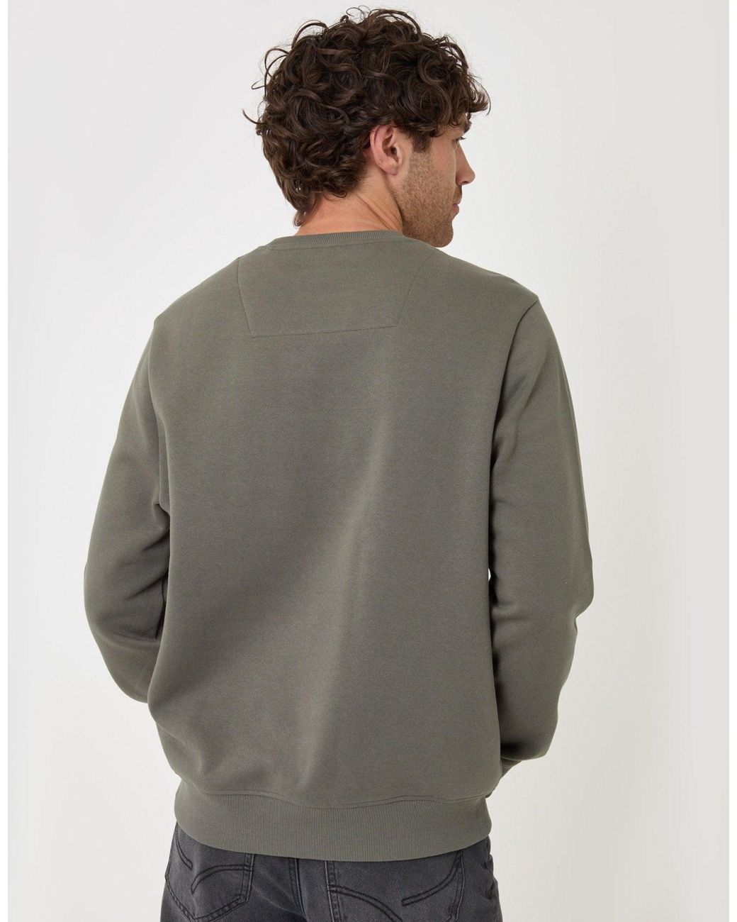Threadbare Gray The Essential Cotton Rich Crew Neck Sweatshirt for men