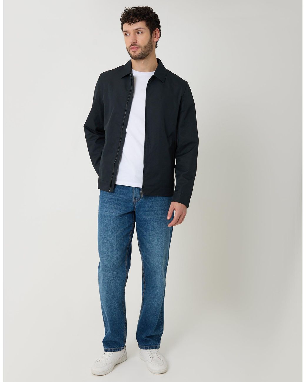 Threadbare Blue Showerproof Lightweight Collared Zip Through Jacket for men