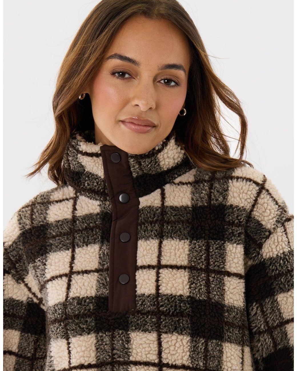 Threadbare Brown Borg Funnel Neck Fleece