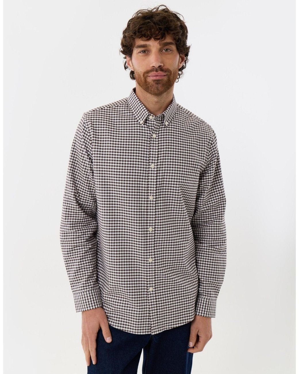 Threadbare Gray Regular Fit Cotton Oxford Shirt for men