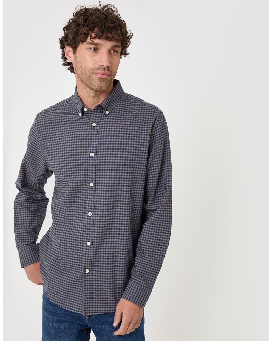 Threadbare Blue Regular Fit Cotton Oxford Shirt for men