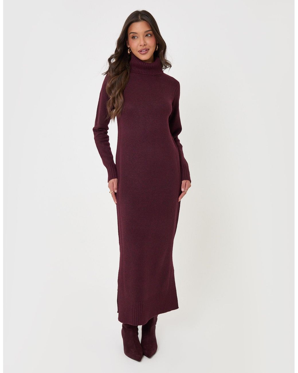 Threadbare Purple Turtle Neck Maxi Jumper Dress