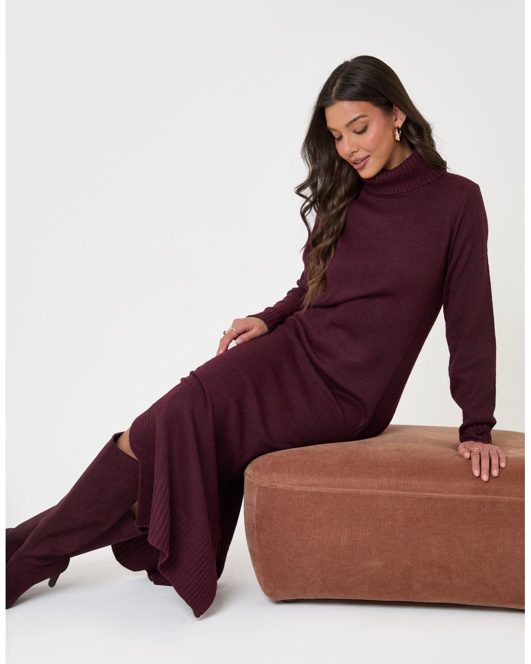 Threadbare Purple Turtle Neck Maxi Jumper Dress