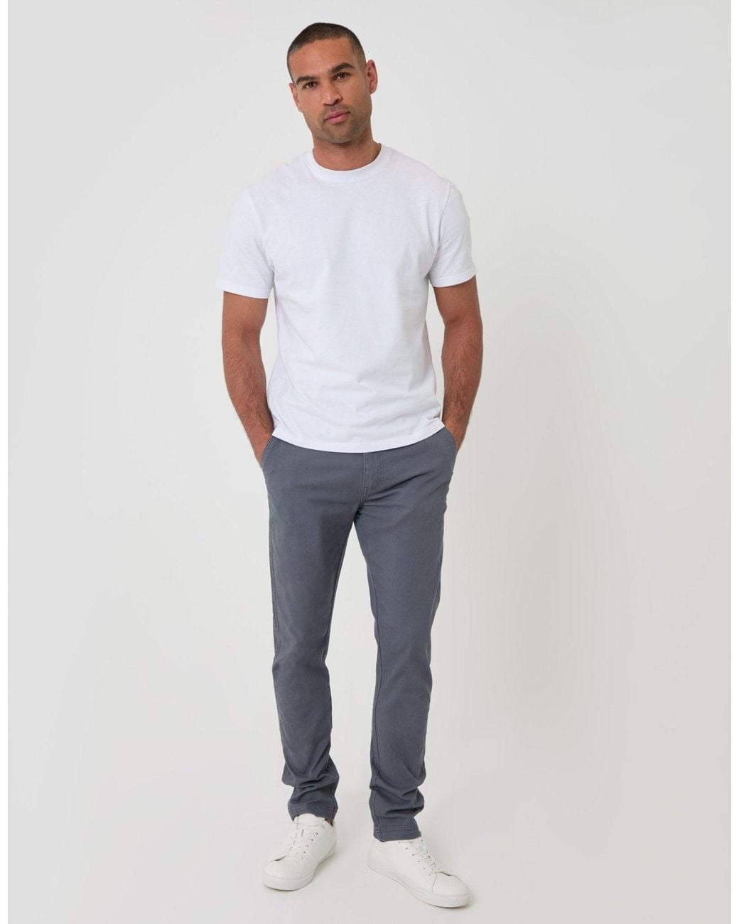 Threadbare Blue The Classic Slim Fit Chino Trousers for men