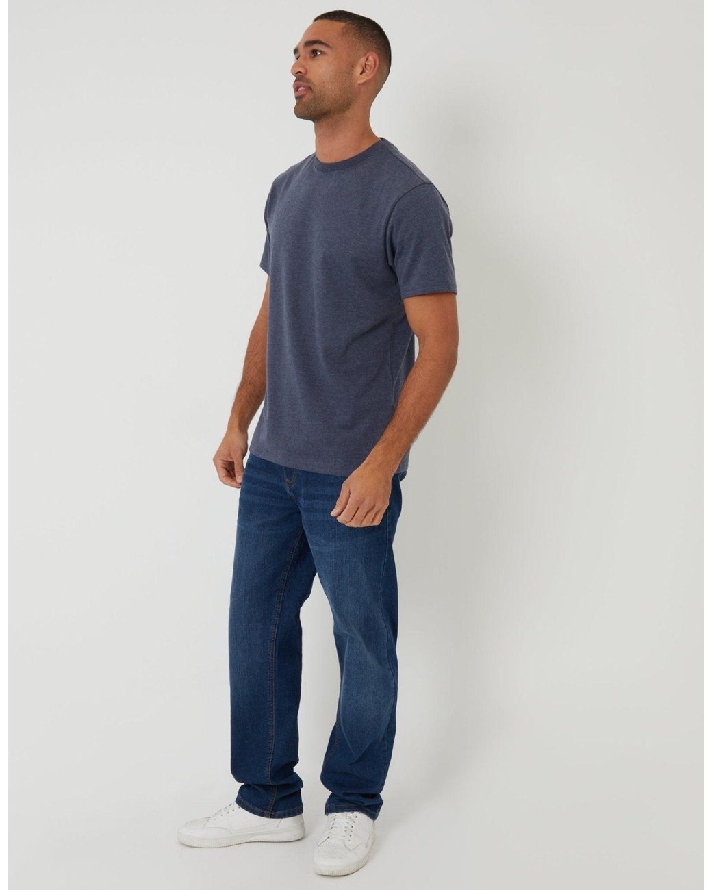 Threadbare Blue Peached Crew Neck T-Shirt for men