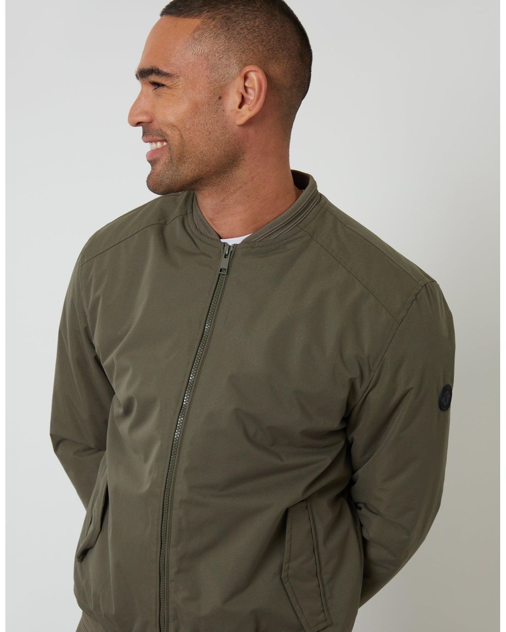 Threadbare Green Padded Bomber Jacket for men