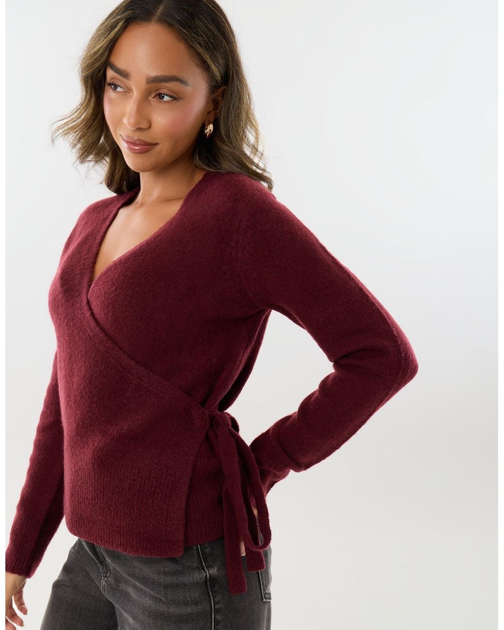 Threadbare Red V Neck Wrap Cardigan