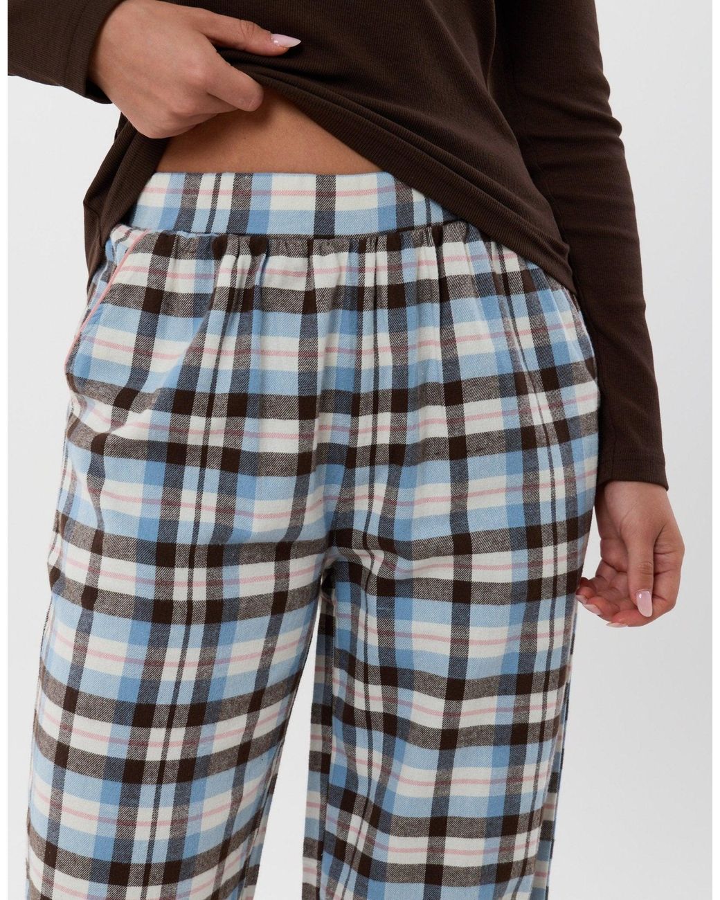 Threadbare Brown Petite Cotton Long Pyjama Set