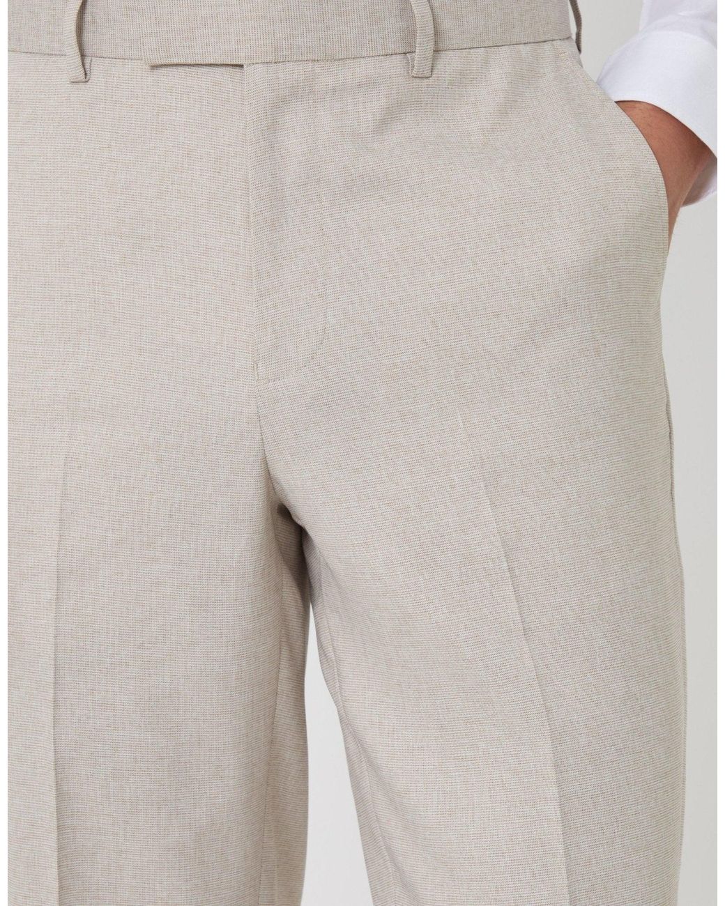 Threadbare Natural Tailored Fit Suit Trousers for men