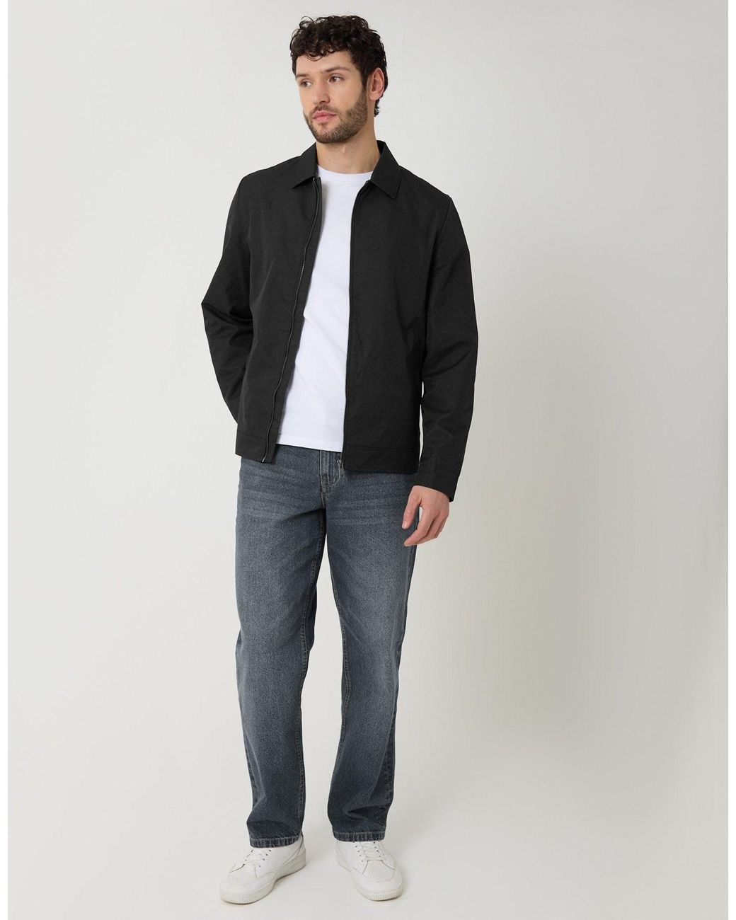 Threadbare Blue Showerproof Lightweight Collared Zip Through Jacket for men