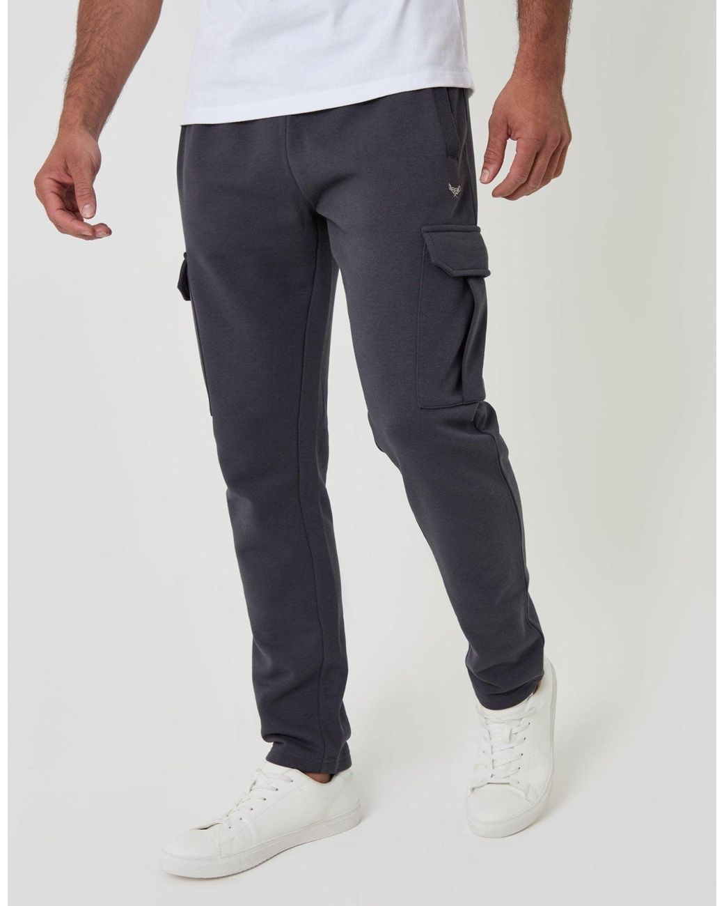 Threadbare White Cotton Rich Cargo Joggers for men