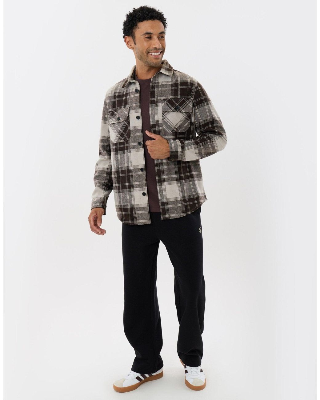 Threadbare Gray Lightweight Shacket With Pockets for men