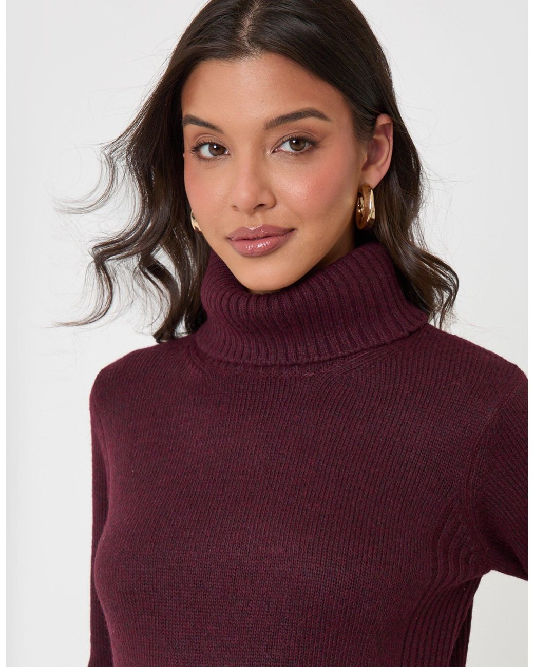 Threadbare Purple Turtle Neck Maxi Jumper Dress