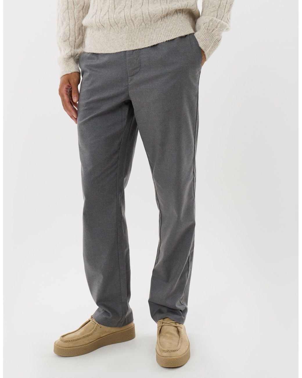 Threadbare Natural Straight Fit Drawcord Trousers for men