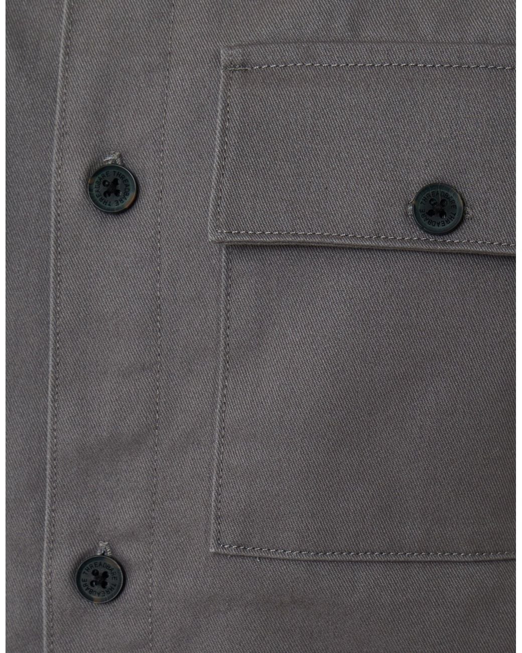 Threadbare Gray Cotton Twill Flannel Lined Shacket for men
