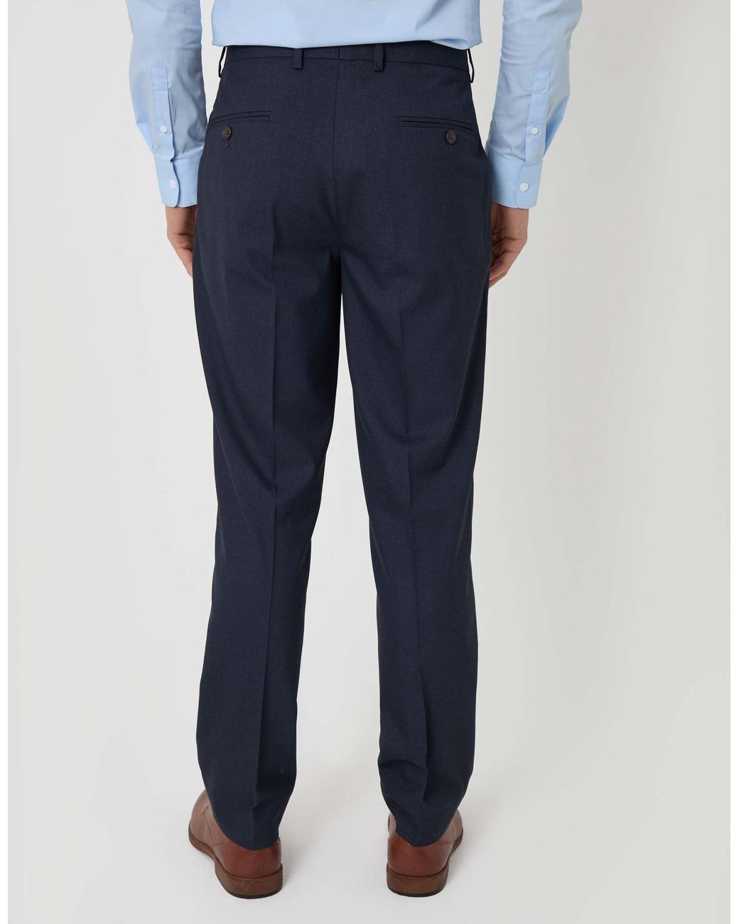 Threadbare Blue Tailored Fit Suit Trousers for men