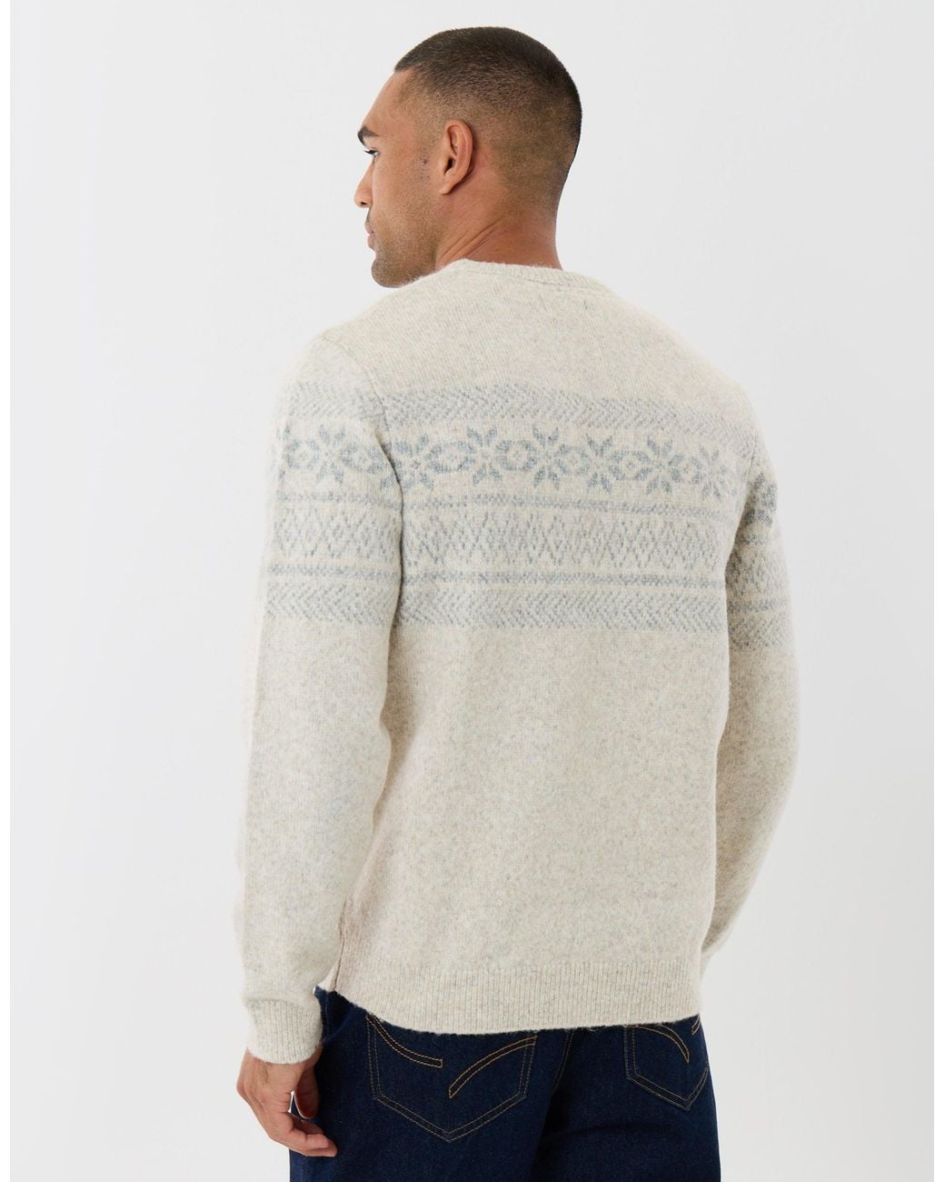 Threadbare Gray Fairisle Snowflake Knitted Christmas Jumper for men