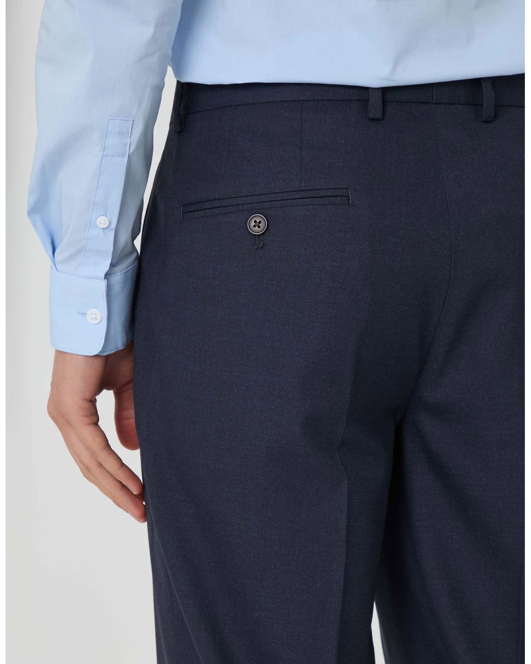 Threadbare Blue Tailored Fit Suit Trousers for men