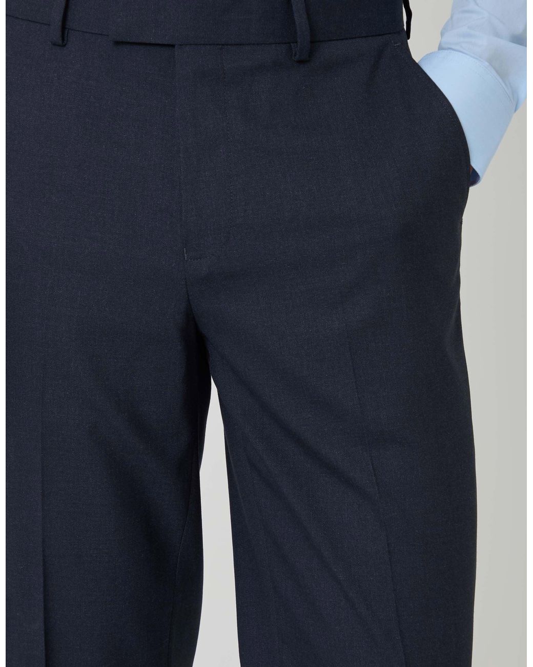Threadbare Blue Tailored Fit Suit Trousers for men