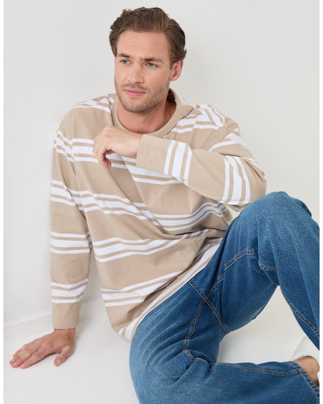 Threadbare Blue Cotton Jersey Long Sleeve T-Shirt for men