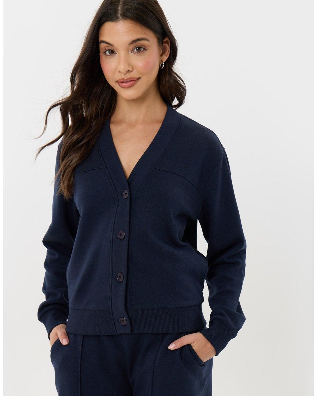 Threadbare Blue Petite Cardigan & Jogger Sweat Set