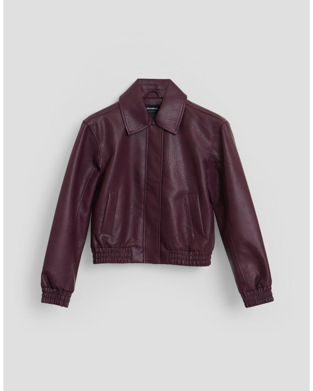 Threadbare Purple Faux Leather Collared Bomber Jacket