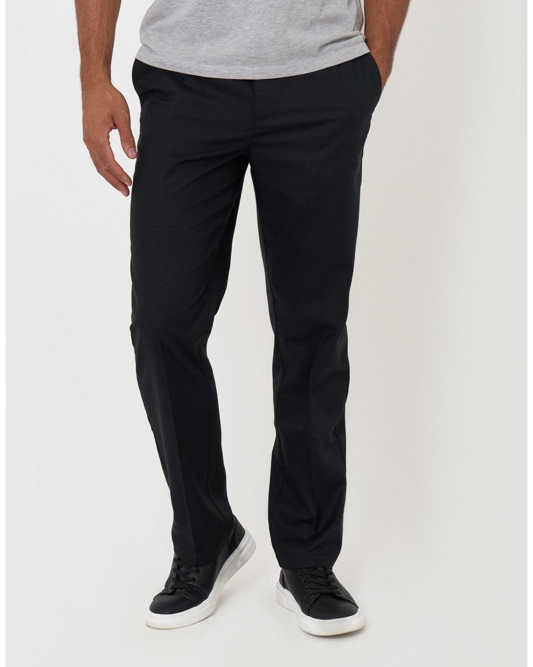 Threadbare White Straight Fit Drawcord Trousers for men