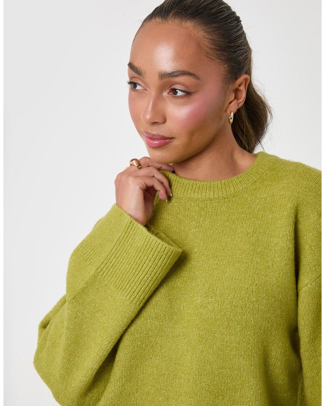 Threadbare Green Relaxed Fit Crew Neck Jumper