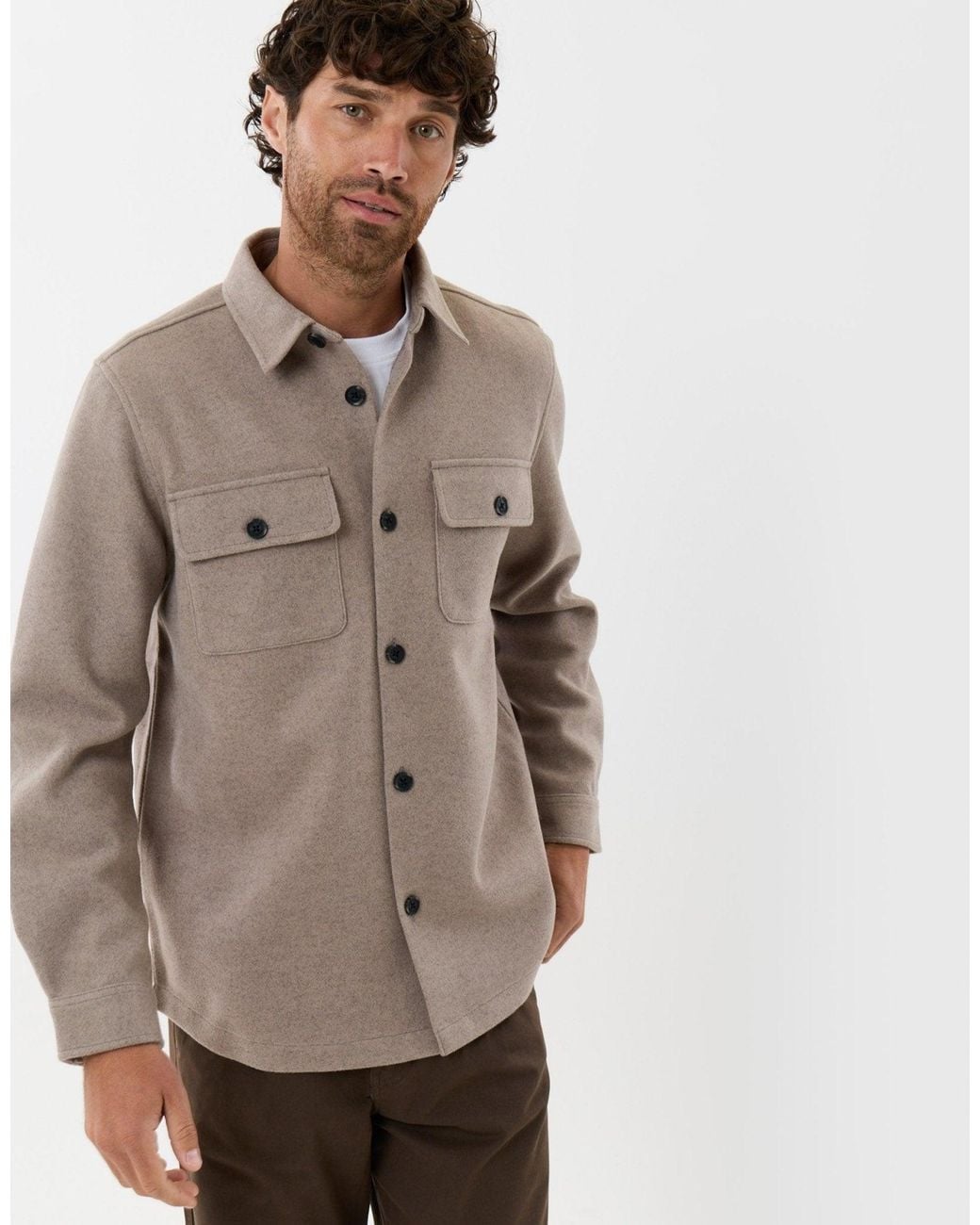 Threadbare Gray Patch Pocket Knitted Shacket for men