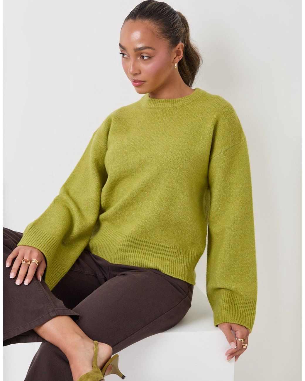 Threadbare Green Relaxed Fit Crew Neck Jumper