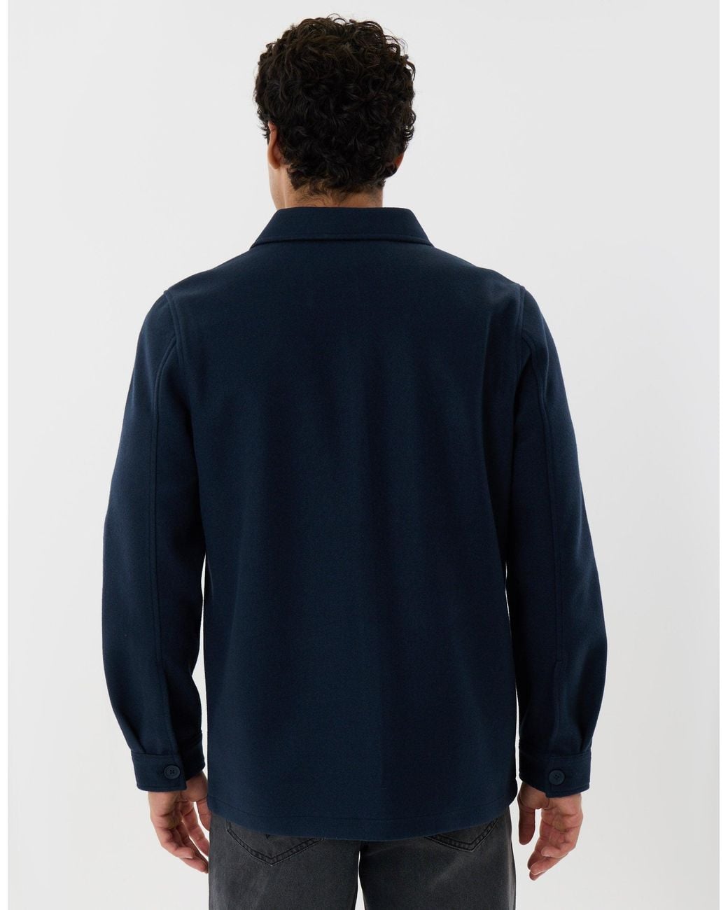 Threadbare Blue Long Sleeve Button Up Shacket for men