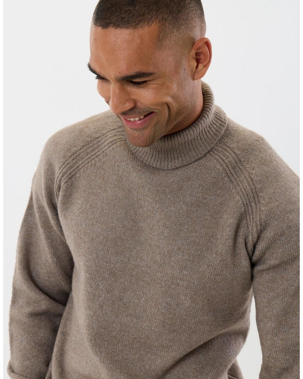 Threadbare Gray Raglan Sleeve Roll Neck Jumper for men