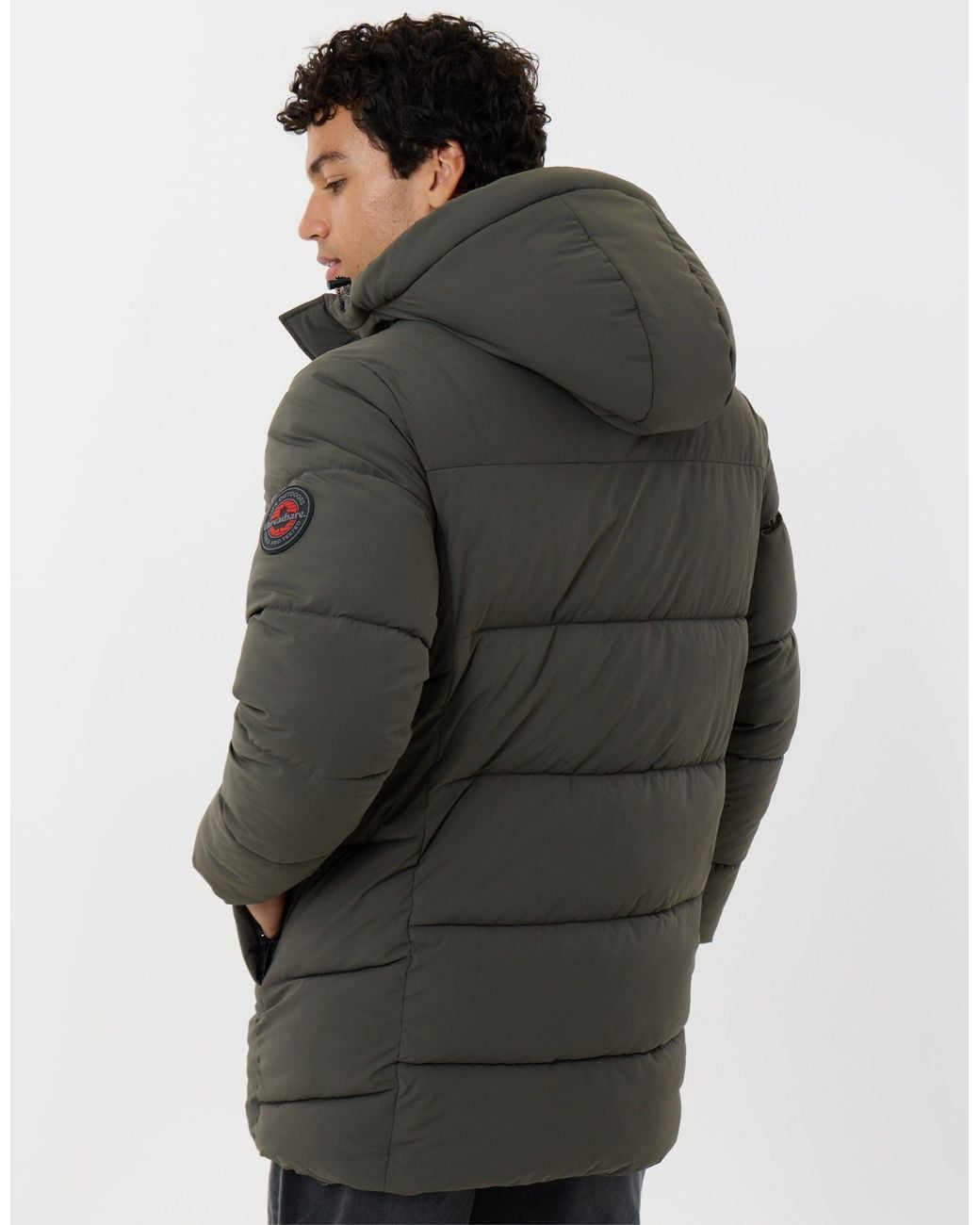 Threadbare Gray Showerproof Padded Jacket With Sherpa Lined Hood for men