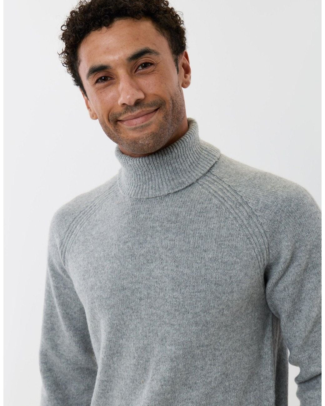 Threadbare Gray Raglan Sleeve Roll Neck Jumper for men