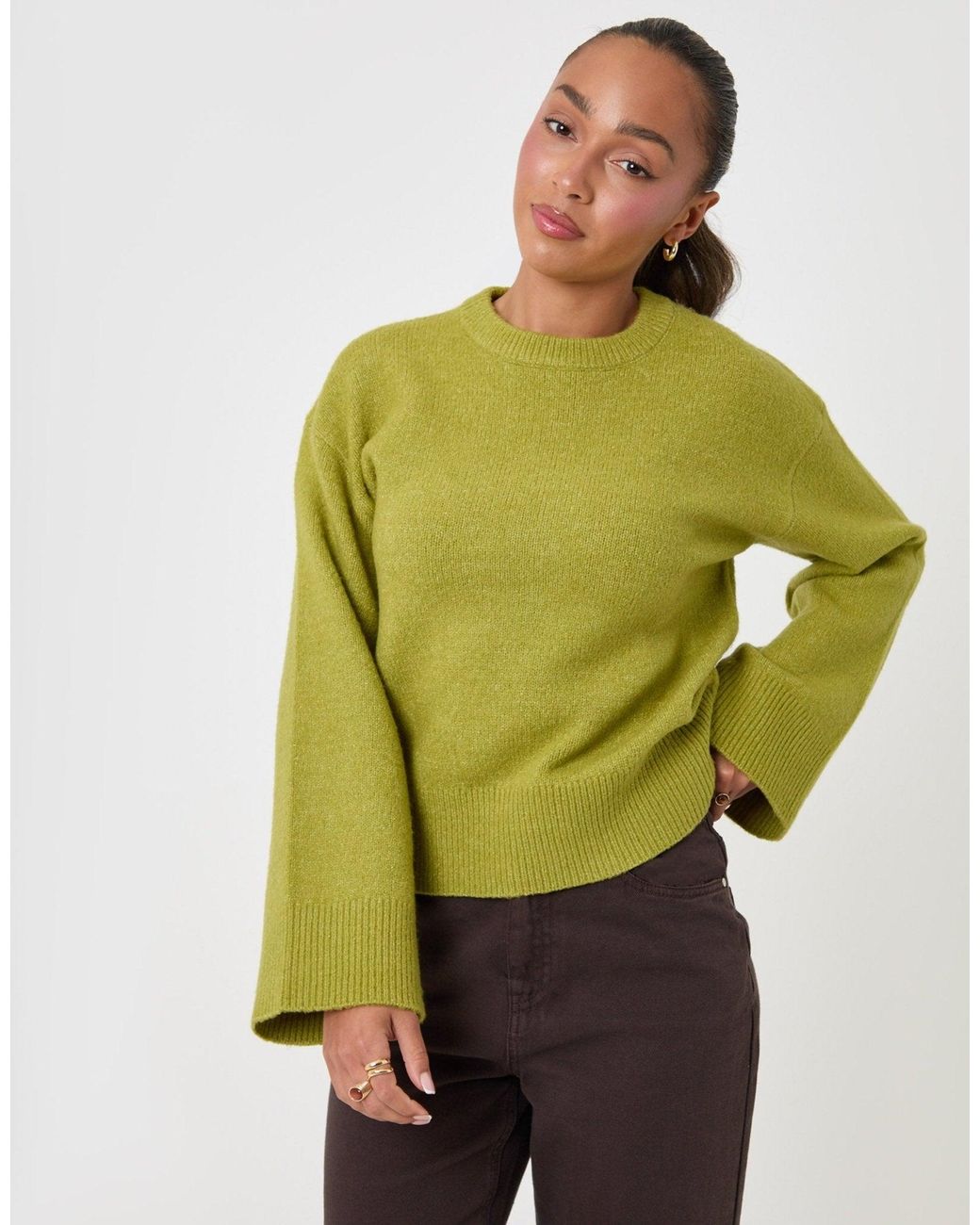Threadbare Green Relaxed Fit Crew Neck Jumper
