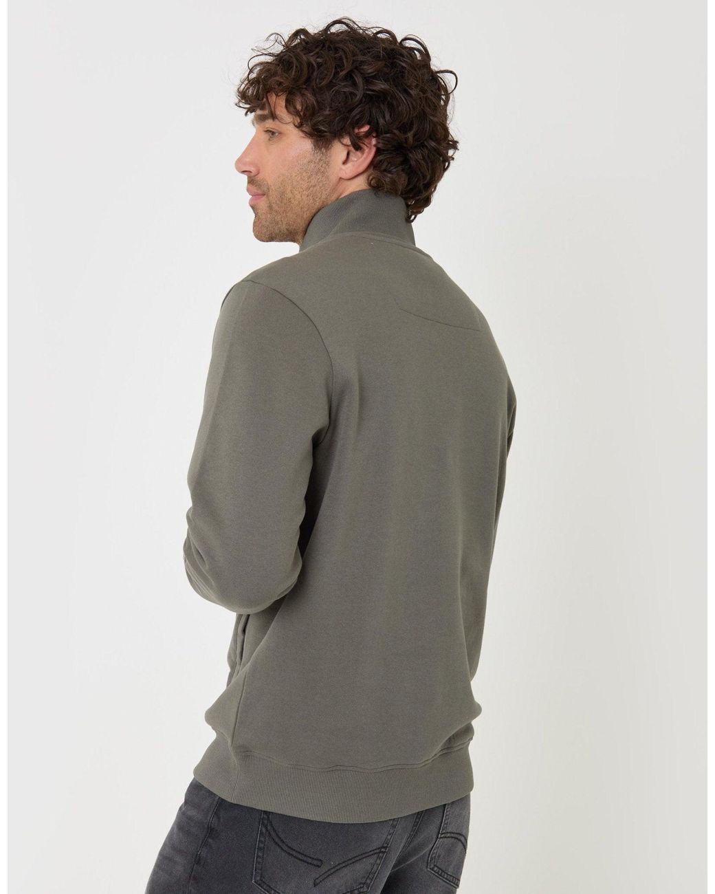 Threadbare Gray The Essential Cotton Rich Quarter Zip Sweatshirt for men