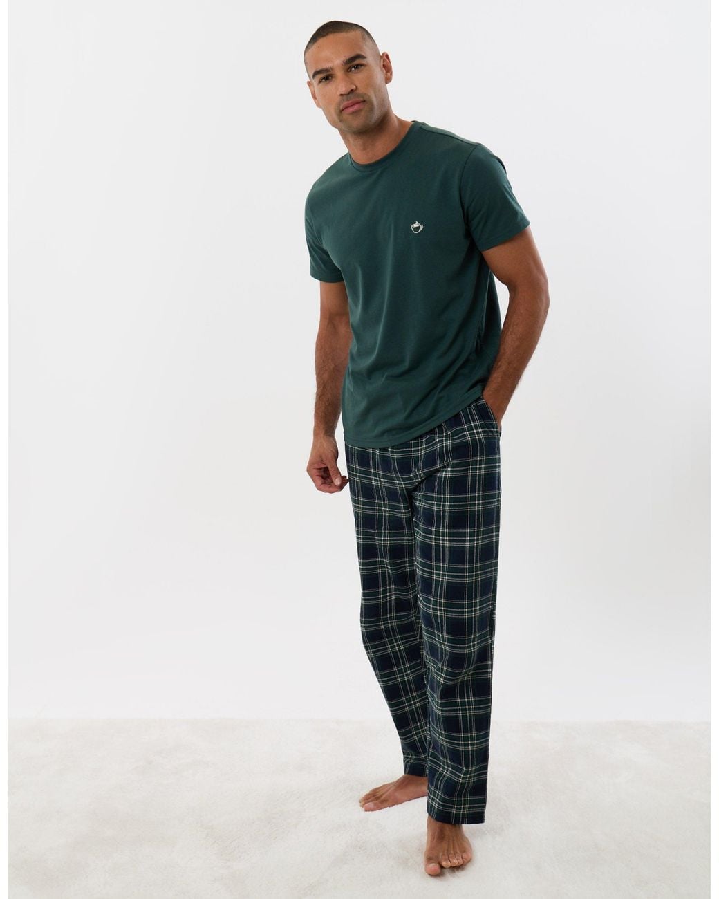 Threadbare Multicolor T-Shirt & Cotton Flannel Trousers Pyjama Set for men