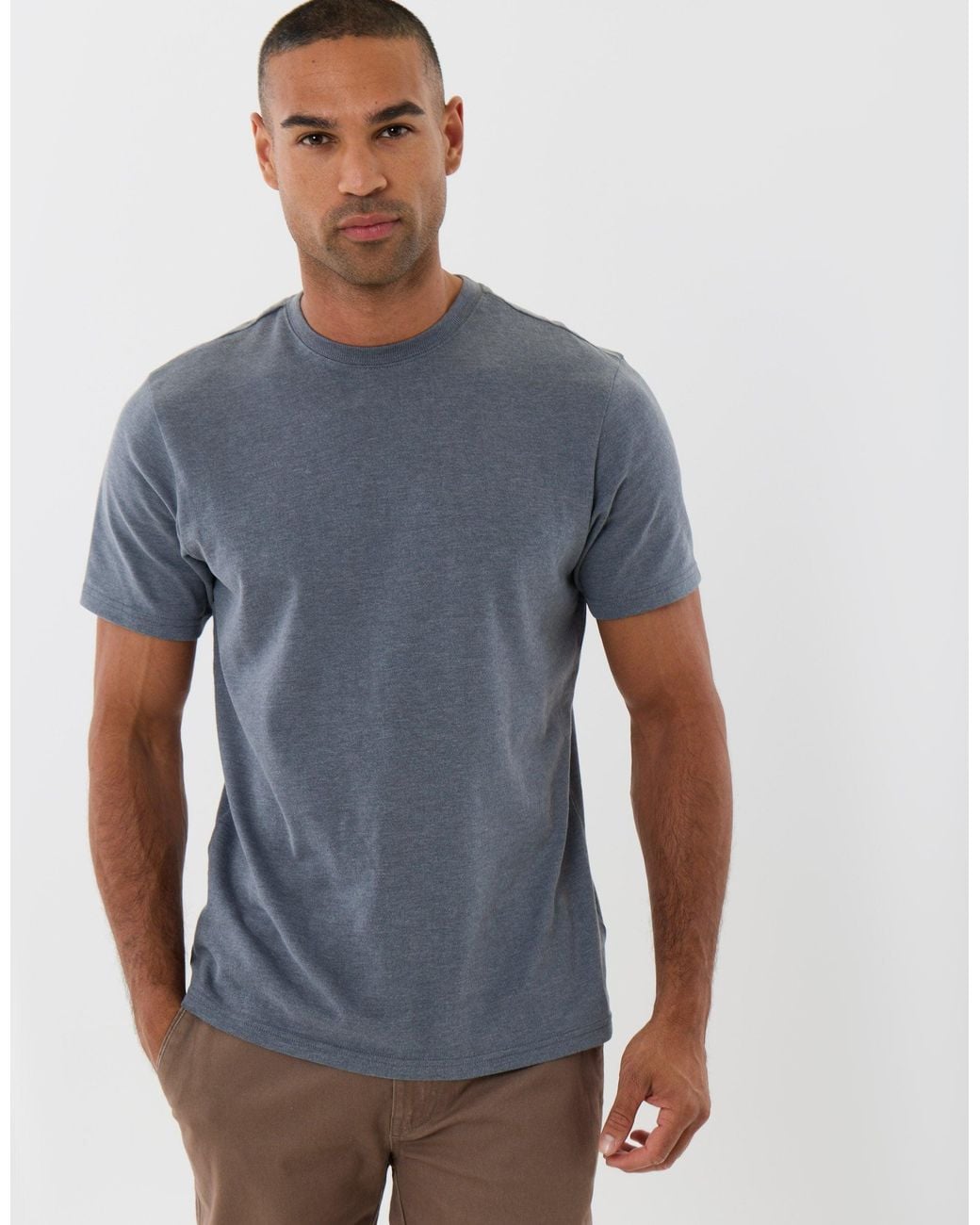 Threadbare Blue Peached Crew Neck T-Shirt for men