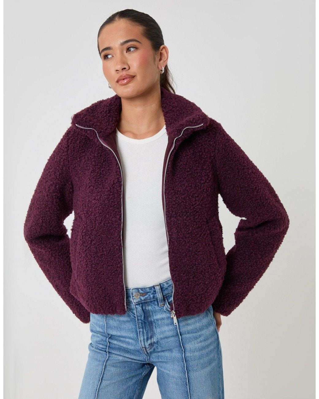 Threadbare Purple The Staple Funnel Neck Borg Bomber Jacket