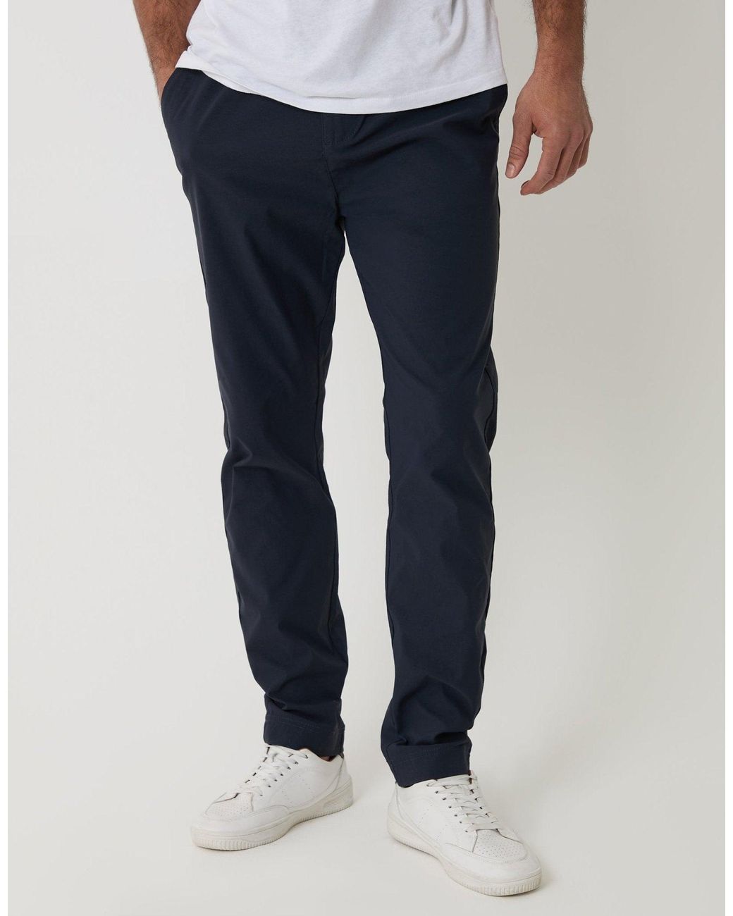 Threadbare Blue Slim Fit Technical Stretch Trousers for men